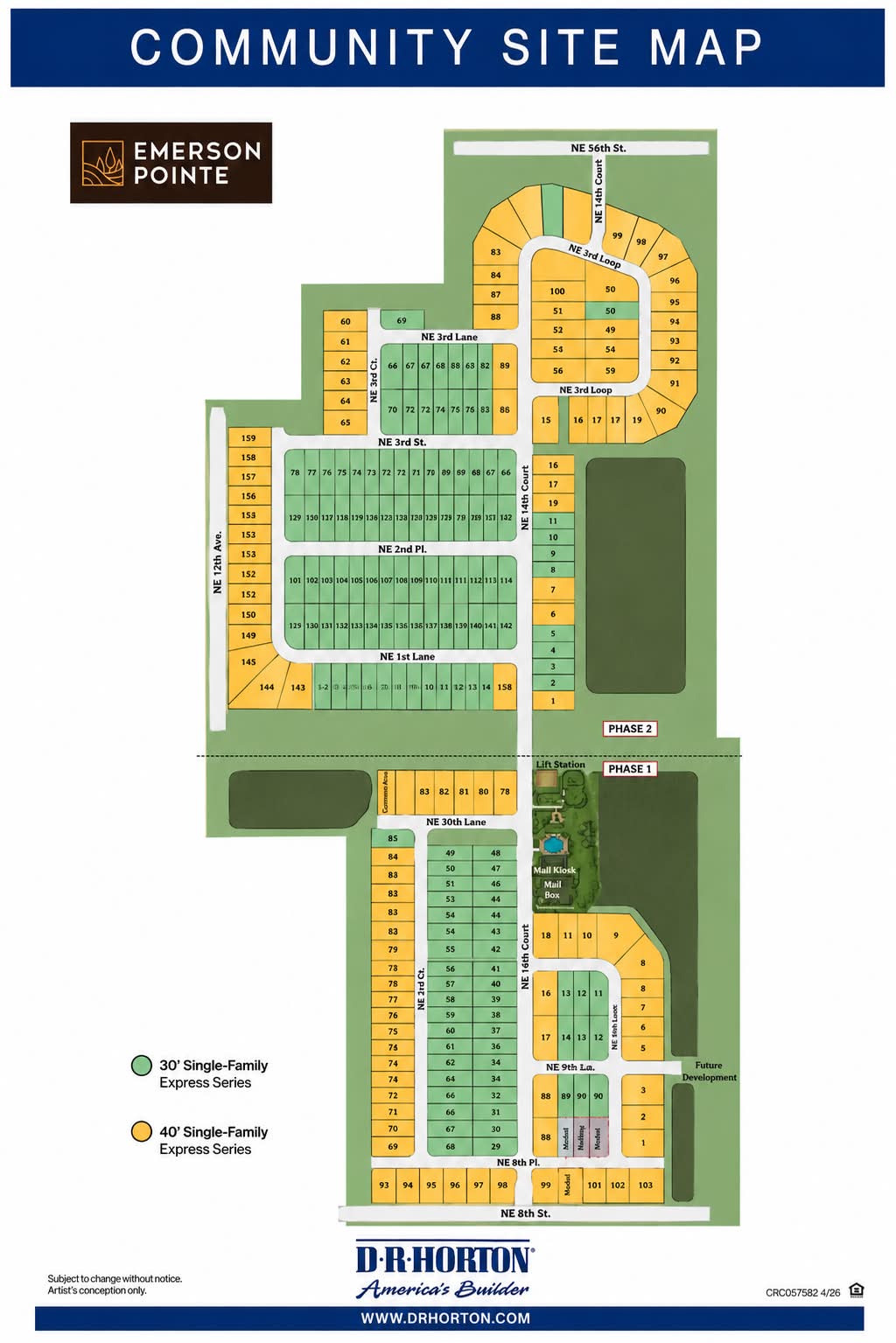 Emerson Pointe Community Lot Map